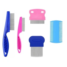 5 Pack Flea Lice Comb,Stainless Steel Dog Cat Grooming Combs with Rounded Teeth,