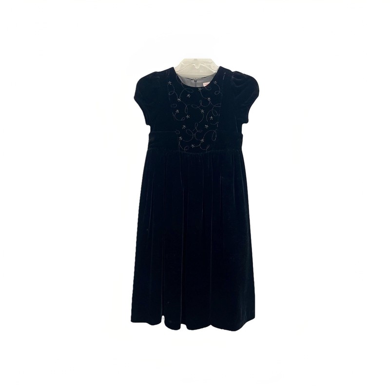 Gymboree PRIM & PROPER black Velvet  Beaded Dress w/ Bow Size 9 Pre- Owned