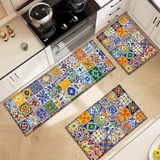 1 2 3pcs Blue, yellow, orange, green, red square tile mosaic, Bohemian style Fla