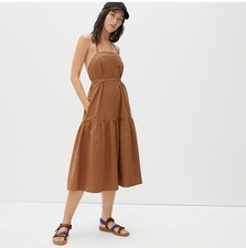 Everlane Brown MIDI Pinafore Tie Waist Dress 6