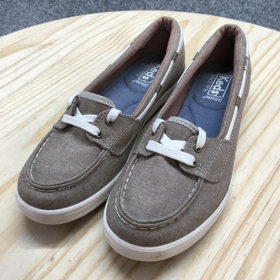Zapatos de barco Keds para mujer 6 barcos marrón sin cordones informales parte superior baja punta redonda cómodos Foto 4 de 4