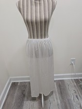 Vintage Vanity Fair Maxi Slip Skirt Womens Medium White Nylon Lace Trim Slit