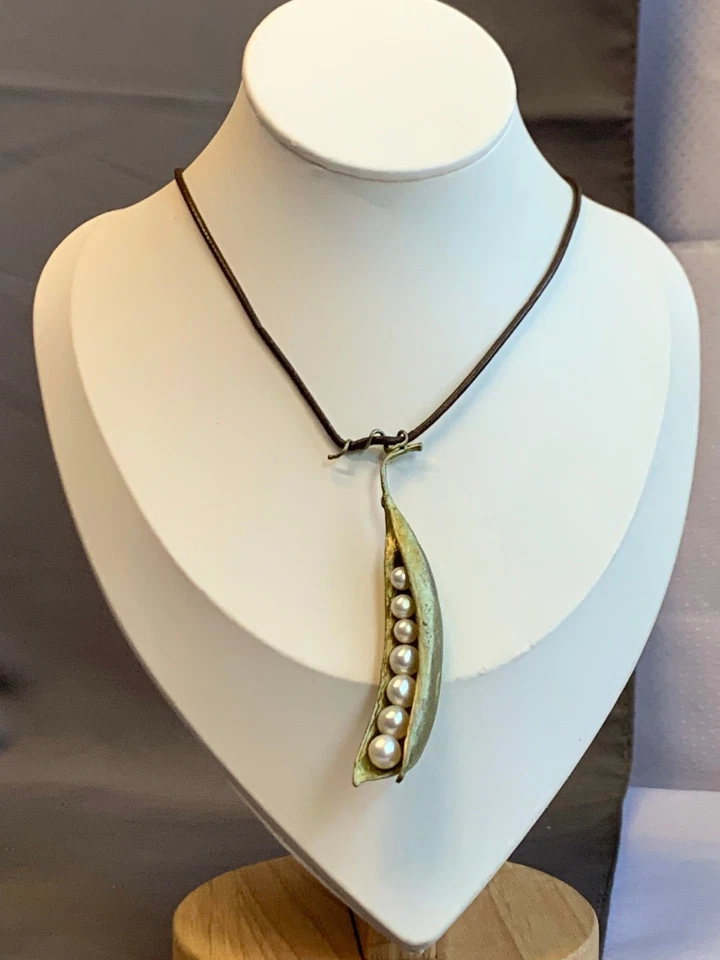 Collar Michael Michaud Bronce Perla Guisante Vaina 33" Joyería de Moda *LEER* Foto 2 de 4