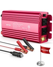 Bestek 500W Pure Sine Wave Power Inverter with PD30W QC18W, 500W, Red