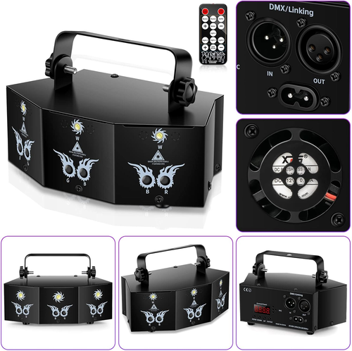 DJ Disco Party Lights 9 Lens Stage Light w/ Remote DMX512 Sound - Picture 2 of 9