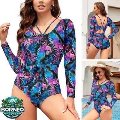 Damen Einteiler Rash Guard Badeanzüge Bauchkontrolle Bademode UV UPF 50+ L