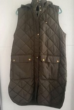 Ladies khaki quilted longline gilet, bodywarmer size 12 next