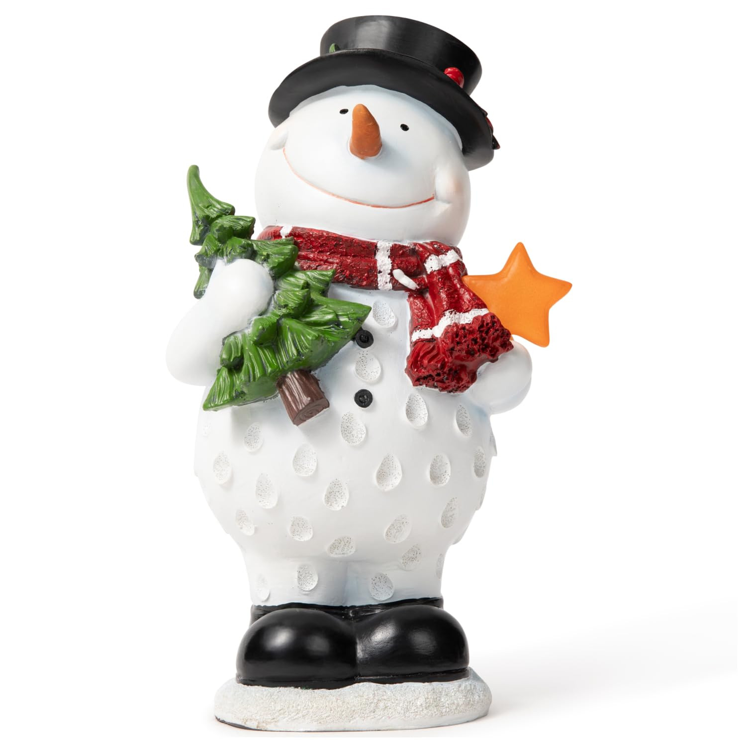 Snowman Decor Resin Christmas Figurine - LED Lighted Snowman Decoration with ...