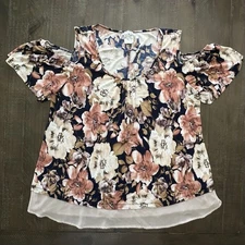 Naif Tunic Knit Top Womens 2XL Multi Colored Floral Blouse