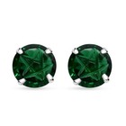 Earrings 925 Sterling Silver 8mm Emerald Green Cubic Zirconia Stud