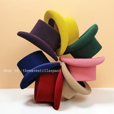 Mens Womens 100% Wool Gentlemen Performing Victorian Mad Hatter Top Magic Hat