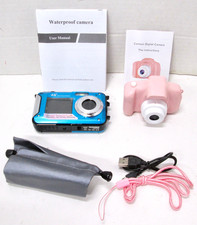 Dual Screen Waterproof Camera 4K UHD 64MP  Kids Pink Digital Camera