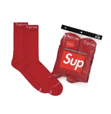 Size 6-12 - Supreme x Hanes Crew Socks RED 4 PACK New in bag