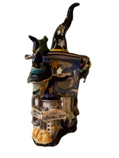 Blue Sky Halloween Witches Shop Tea Light Candle House Decor Clayworks 13" x 8"