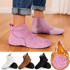 Women's Plush Teddy Bootie Slippers Warm Fuzzy Indoor Shoes Breathable Comfort