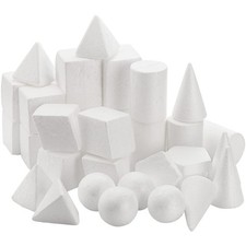 32 Pack White Foam Shapes 8 Styles Balls Cones for Kids DIY Crafts Centerpieces