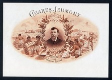 RARE Old Original CIGARES JEUMONT Cigar Label - PORTRAIT- HARBOR SCENE