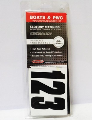 Hardline BLK350EC Factory Matched Boat PWC Registration Number Kit Black