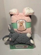 NIB Little Miracles Animal Hugs Hooded Blanket with Plush Bunny 2 Piece Set