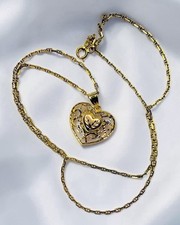 14K Gold Filgree Heart Pendant & Twisted Mariner Chain Necklace 4.9 Grams