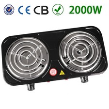 2000W Electric Double Burner Hot Plate Portable Heating Cooking Stove Kitchen