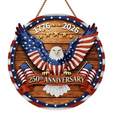 250th Anniversary American Door Sign 4th of July Patriotic Wreath Decoration