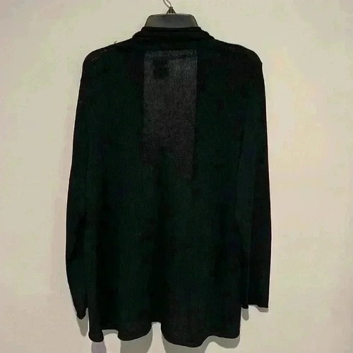 Chicos Womens Open Front Black Knit Cardigan Heavy Weight Chicos Size 2 Large - Picture 6 of 6
