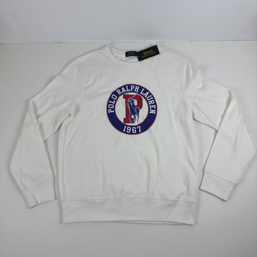 Polo Ralph Lauren uomo Big Pony RL 67 cerchio grafica felpa pile bianco 2XL