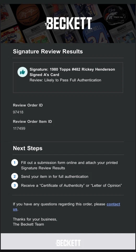 Tarjeta de novato 1980 Topps #482 Rickey Henderson Beckett BAS firmada automática A’s patio Foto 3 de 4