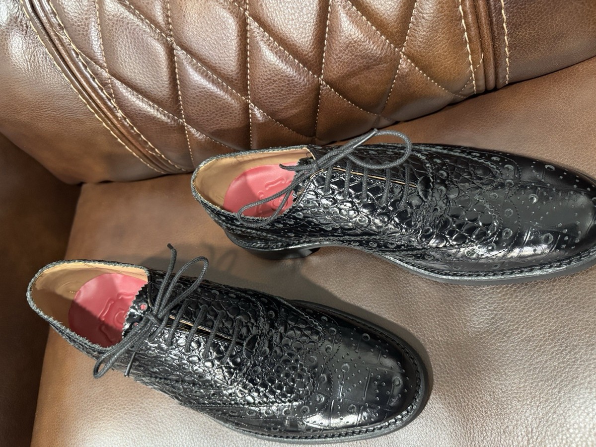Grenson Wingtip - 7US (6 UK) - Crocodile Embossed- Glossy Leather