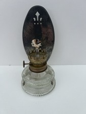 Vintage wall hanging oil lamp with reflector back plate made in Hong Kong Prop