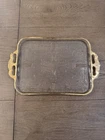 VTG  Jeanette Glass Embossed Harp and Scroll Tray Gilded Handles With Wear