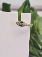 APM Monaco Sterling Silver 925 Green Serpent Snake Round Hoop Single Earring