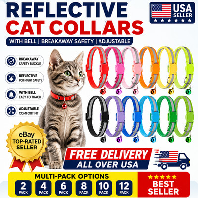 Reflective Cat Collar with Bell Breakaway Safety Release Adjustable Kitten