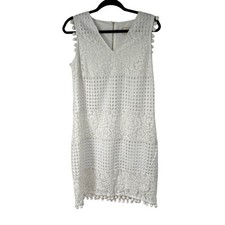 Sail? to Stable  Womens 10 White Eyelet Lace Pom Pom Dress Bachelorette Bridal