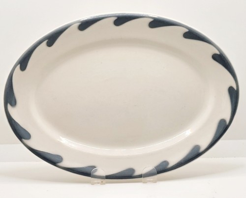 Restaurant Ware -Vintage Oval Plate - Grey Wave Pattern - Ridgway - England - Picture 2 of 8