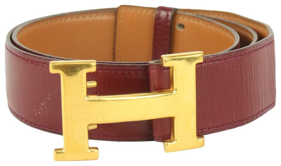 Hermès Burgundy x Brown 32mm Reversible H Logo Belt Kit