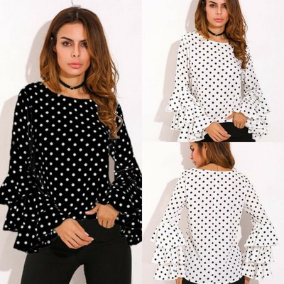 polka dot bell sleeve top