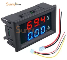 DC 100V 10A Voltmeter Ammeter Blue + Red LED Digital Amp Volt Meter Gauge US