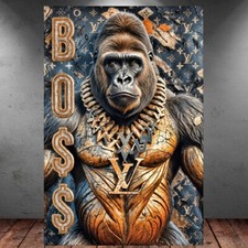 LEINWAND BILD ER XXL ABSTRAKT GORILLA AFFE MOTIVATION BOSS WAND POSTER P379