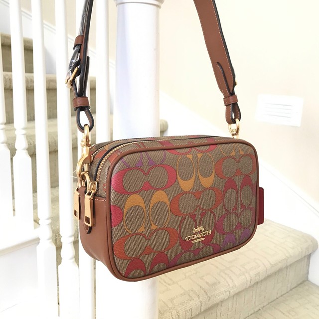 Coach Jes Crossbody Rainbow Signature Canvas Shoulder Bag for sale