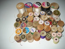 43 Vintage wood thread spools