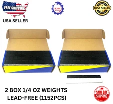 2 BOX STICK-ON BLACK WHEEL WEIGHTS 1/4 OZ ADHESIVE WHITE TAPE LEAD-FREE (1152PC)