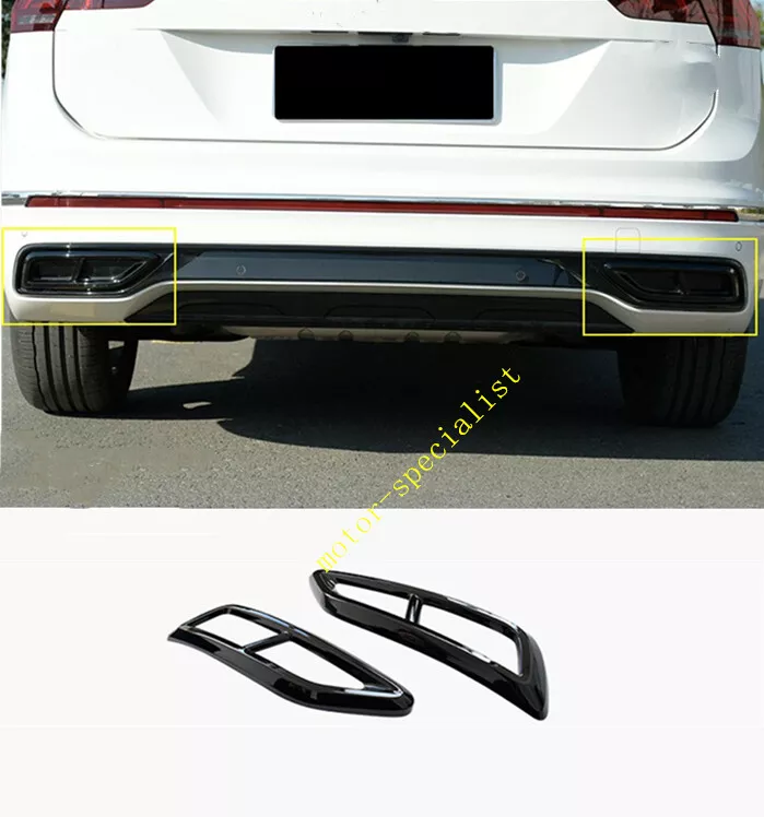 Black Rear Bumper Exhaust Muffler Tip Pipe frame trim For VW Tiguan 2022 2024
