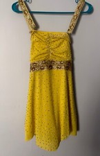 Yellow hand beaded dance costume
