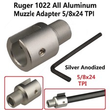 Aluminum Silver Ruger 10 22 1022 10/22 Thread Muzzle Adapter 5/8-24 5/8"x24