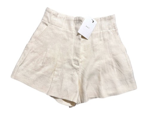 A.L.C. Pantaloncini donna Bennett lino/cotone ecrù vita alta sartoriali 0 nuovi con etichette - Foto 2 di 7