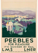Vintage Scottish RAILWAY Poster Peebles for pleasure LMS LNER Scotland Art Print