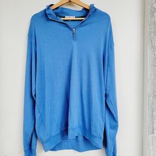 Peter Millar Crown 1/4 Zip Pullover Cotton Golf Blue Mens Size Large Read 