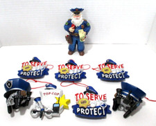 Policeman Law Enforcement Hero Collectible Ornaments & Policeman Santa X 8